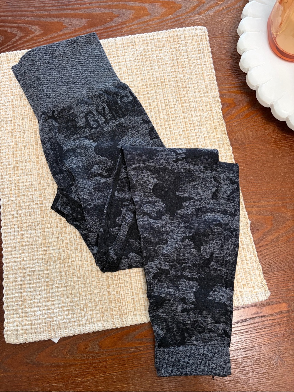 Gymshark Black & Dark Gray Camo Leggings